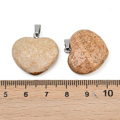 Natural Picture Jasper Pendants G-A281-02P-10-1