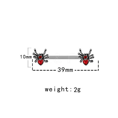 316L Surgical Stainless Steel Ruby Rhineston Nipple Barbells WGA8DED-03-1