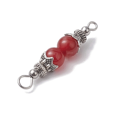 Natuarl Mixed Gemstone Round Beaded Connector Charms PALLOY-JF02714-1