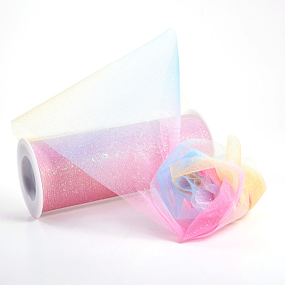 Polyester Deco Mesh Ribbons OCOR-WH0020-02A-1