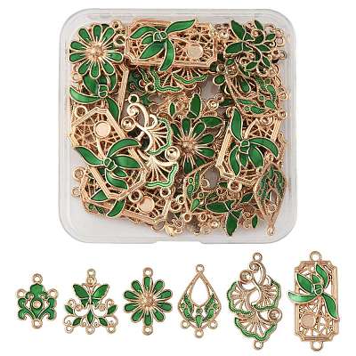 36Pcs 6 Styles Alloy Enamel Connector Charms FIND-FS0004-46A-1