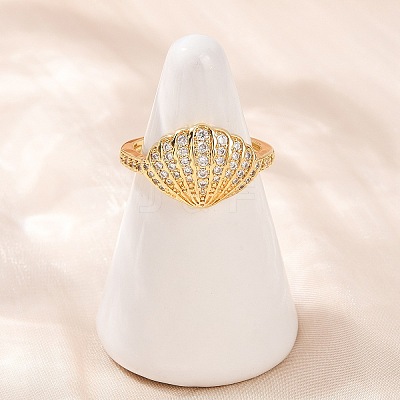 Brass Micro Pave Cubic Zirconia Cuff Rings for Women RJEW-L132-03G-02-1