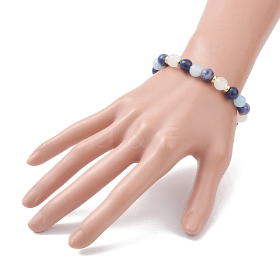 Natural Mixed Gemstone Round Beads Stretch Bracelets for Women BJEW-JB12631-07-1