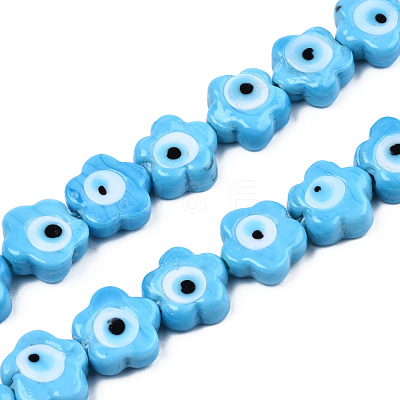 Handmade Evil Eye Lampwork Beads Strands LAMP-N029-008B-1