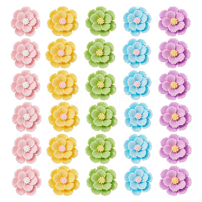 50Pcs 5 Colors 3D Opaque Resin Cabochons RESI-TA0005-02-1