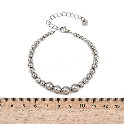 304 Stainless Steel Beaded Bracelets for Women BJEW-Z136-02P-1
