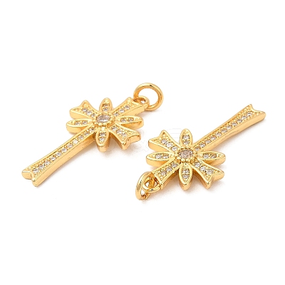 Brass Micro Pave Cubic Zirconia Pendants KK-P236-22G-1