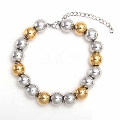 Simple Fashion Round 304 Stainless Steel Beaded Bracelets for Women UG2742-20-1
