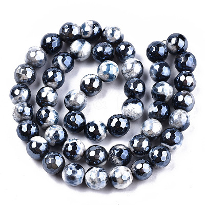 Electroplate Natural Fire Crackle Agate Beads Strands G-T131-54B-1