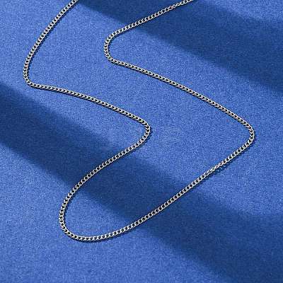 1.5MM 304 Stainless Steel Curb Chain Necklaces NJEW-T016-28P-1
