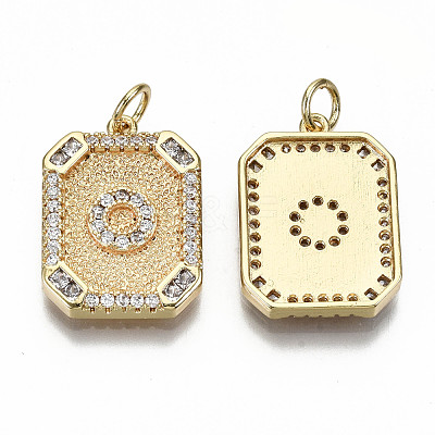 Brass Micro Pave Clear Cubic Zirconia Pendants KK-S356-234O-G-NF-1