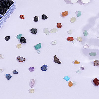 150G 15 Styles Natural & Synthetic Mixed Gemstone Chip Beads G-PA0001-95-1