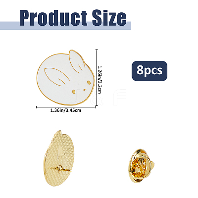 8Pcs Rabbit Enamel Pins JEWB-FH0003-04-1