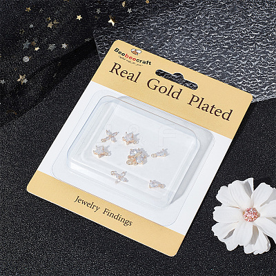 12Pcs 3 Style Brass Cubic Zirconia Charms KK-BBC0011-55-1