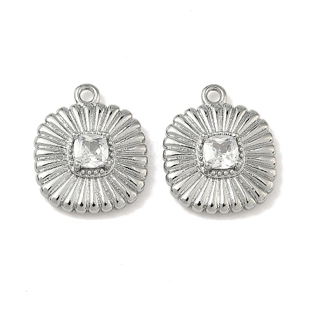 Brass Micro Pave Cubic Zirconia Grooved Pendants KK-A280-04B-P-1