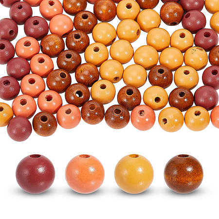 Globleland 160Pcs 4 Colors Spray Painted Wood European Beads WOOD-GL0001-20-1