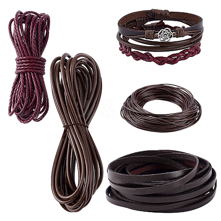 4 Styles Braided Cowhide Leather Cord WL-PH0024-26A-1