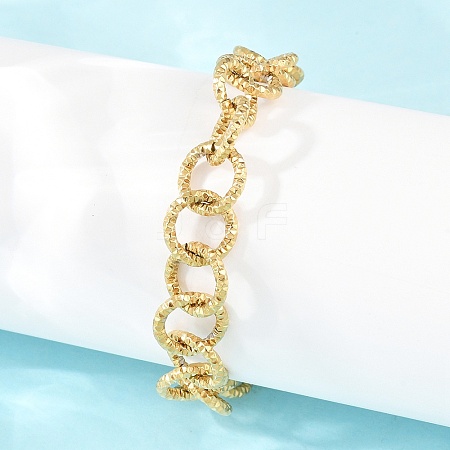 Hammered 304 Stainless Steel Rolo Chain Bracelets for Women BJEW-A160-10G-1