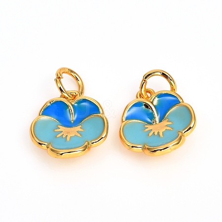 Brass Enamel Charms ZIRC-F816-02B-G-1