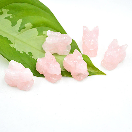 Natural Rose Quartz Rabbit Figurine Display Decorations G-PW0007-024A-1