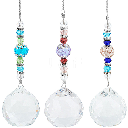 3Pcs 3 Colors Glass Teardrop Pendant Decorations FIND-SP0002-52-1