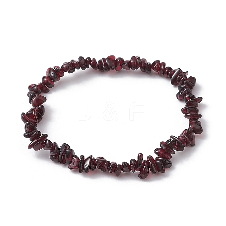 Natural Garnet Chips Beaded Stretch Bracelets for Women BJEW-JB10046-09-1