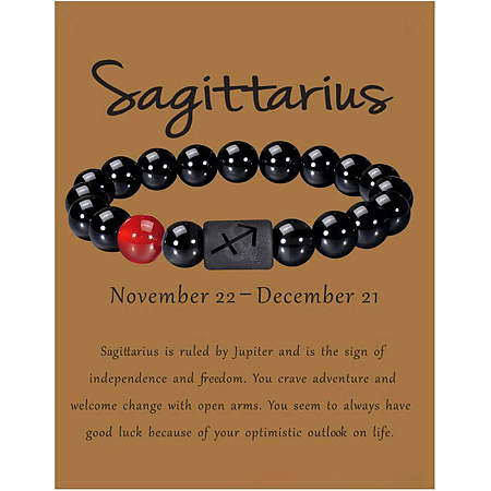 12 Constellation Natural Round Carnelian Beads Stretch Bracelets WGD22B0-02-1