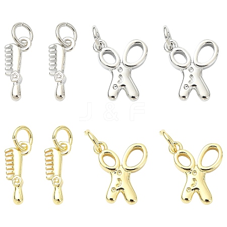 8Pcs 4 Styles Brass Pendants KK-CJ0004-13-1