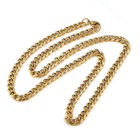 Ion Plating(IP) 304 Stainless Steel Cuban Link Chain Necklace for Men Women NJEW-C013-03G-1