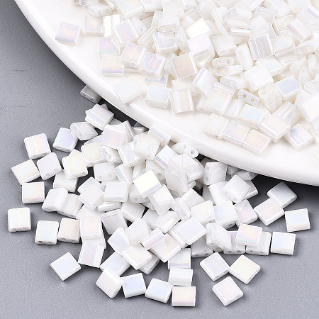 200Pcs 2 Styles 2-Hole Glass Seed Beads SEED-HS0001-08-1