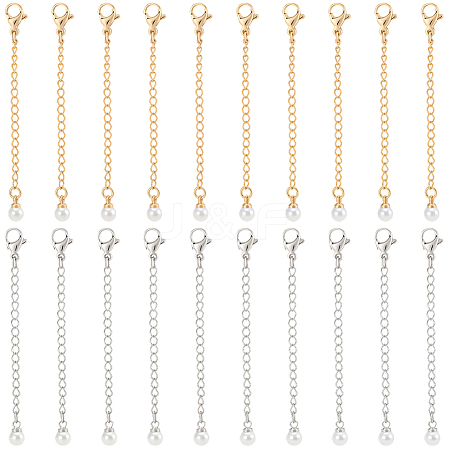 20Pcs 2 Colors Brass End with Chain KK-BBC0019-10-1