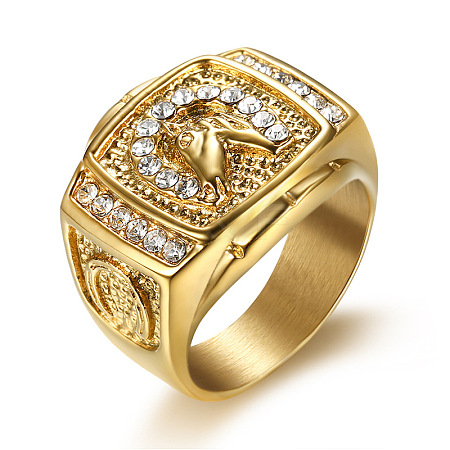 304 Stainless Steel Micro Pave Clear Cubic Zirconia Finger Rings for Men FS-WGEF432-01-1