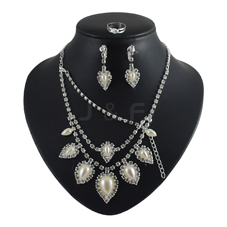 Glass Rhinestone Diamond Wedding Jewelry Sets X-SJEW-H200535-1
