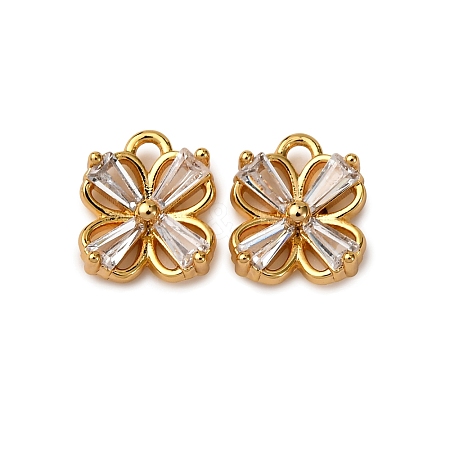 Brass Micro Pave Cubic Zirconia Charms KK-Z121-04G-1