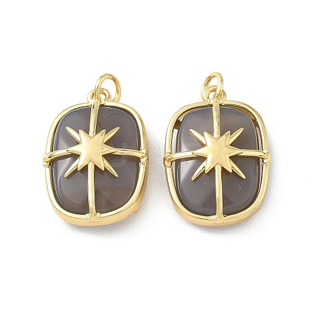 Brass & Natural Grey Agate Pendants GG-CBAD360-19G-01-1