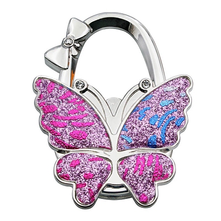 Glitter Butterfly Zinc Alloy Crystal Rhinestone Bag Hanger BAGH-F001-A27-1