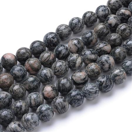 Natural Black Silk Stone/Netstone Bead Strands G-R412-23-10mm-1