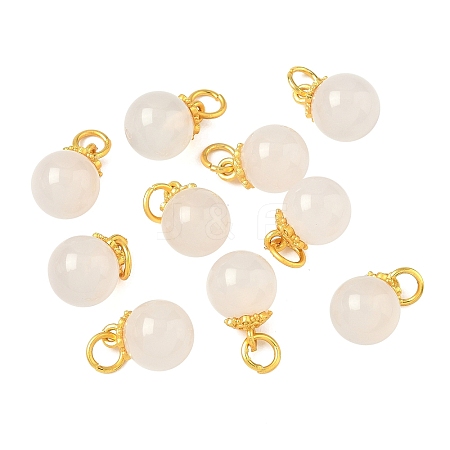 Natural White Chalcedony Round Charms G-P577-04G-1