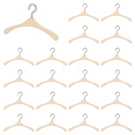 AHADEMAKER 30Pcs Miniature Wood Doll Clothes Hangers DOLL-GA0001-08-1