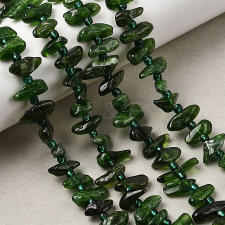 Natural Green Diopside Beads Strands G-L649-B01-01-1