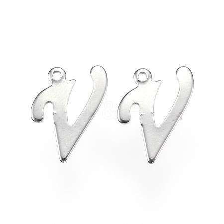 Tarnish Resistant 304 Stainless Steel Letter Charms LS-STAS-F039-01V-P-1