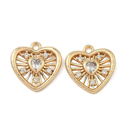Brass Pave Clear Cubic Zirconia Pendants KK-A286-02G-1
