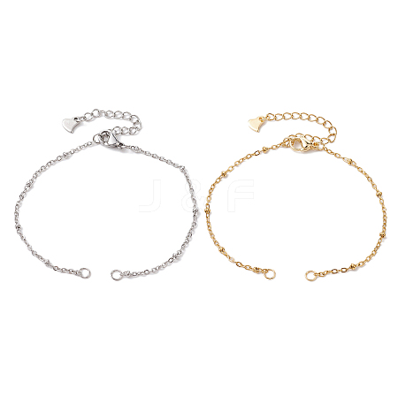 2Pcs 2 Colors 304 Stainless Steel Satellite Chain Bracelet Making AJEW-JB01277-1