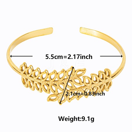 Elegant and Stylish Design Hollow Leaf 304 Stainless Steel Cuff Bangles for Women TH3419-2-1