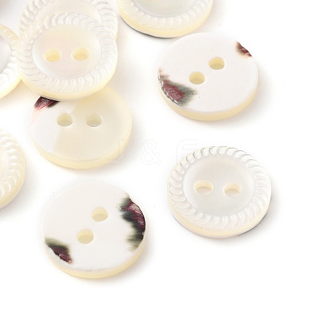 Natural Shell Flat Round Buttons with Carved Rim Recessed Center SH-CBA18B6-02A-01-1