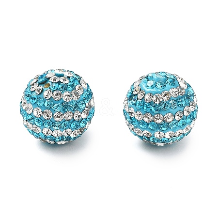 Stripe Pattern Polymer Clay Rhinestone Beads CLAY-NH0001-01D-1