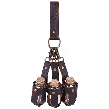 PU Leather Bag with 3Pcs Cork Glass Bottles FIND-WH0366-234B-1