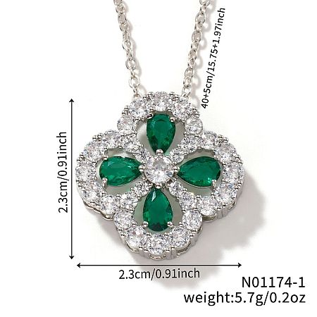 Four-leaf clover emerald pendant clavicle chain European and American fashion. FE5730-1-1