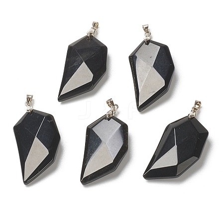 Natural Black Agate Pendants G-P445-D08-1