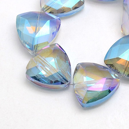 Electroplate Crystal Glass Triangle Beads Strands EGLA-F068B-06-1